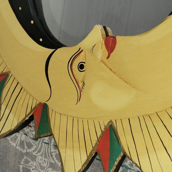 Vintage | Artist Signed Celestial Hand Painted Sun Moon & Stars Mirror - Picture 12 of 14